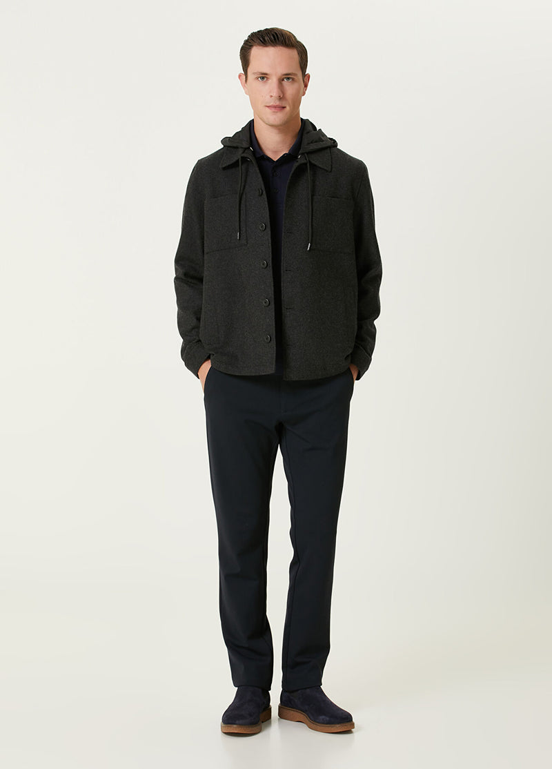 Beymen Club Men Hooded Wool Overshirt Anthracite