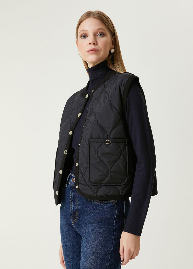 Beymen Club Quilted Bomber Knit Vest Black