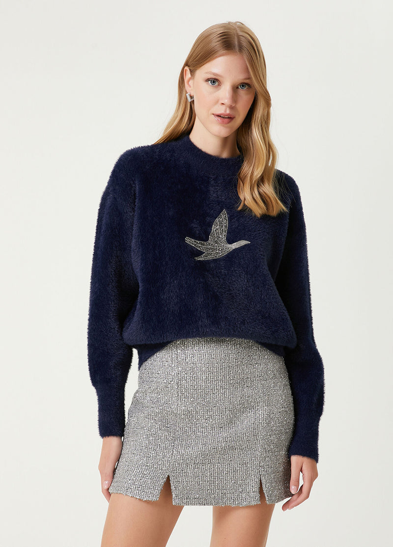 Beymen Club Embroidered Logo Sweater Navy