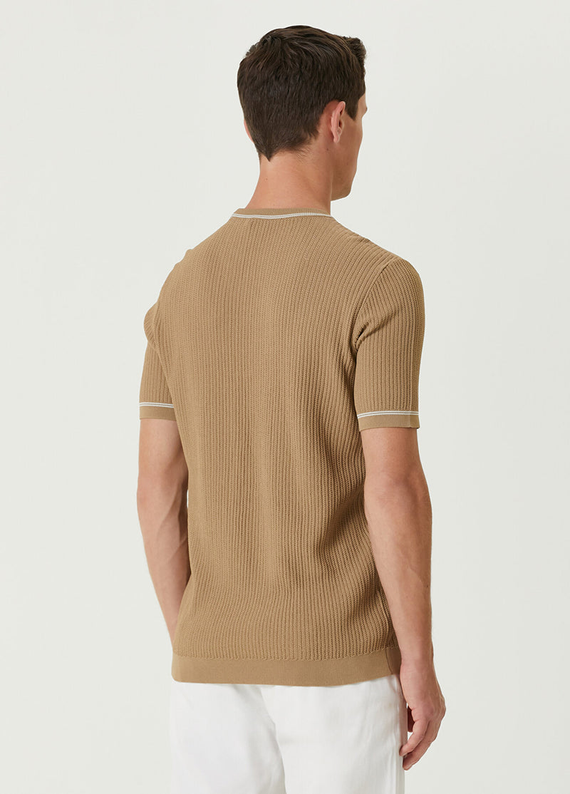 Beymen Club Men Textured Short Sleeve Sweater Camel