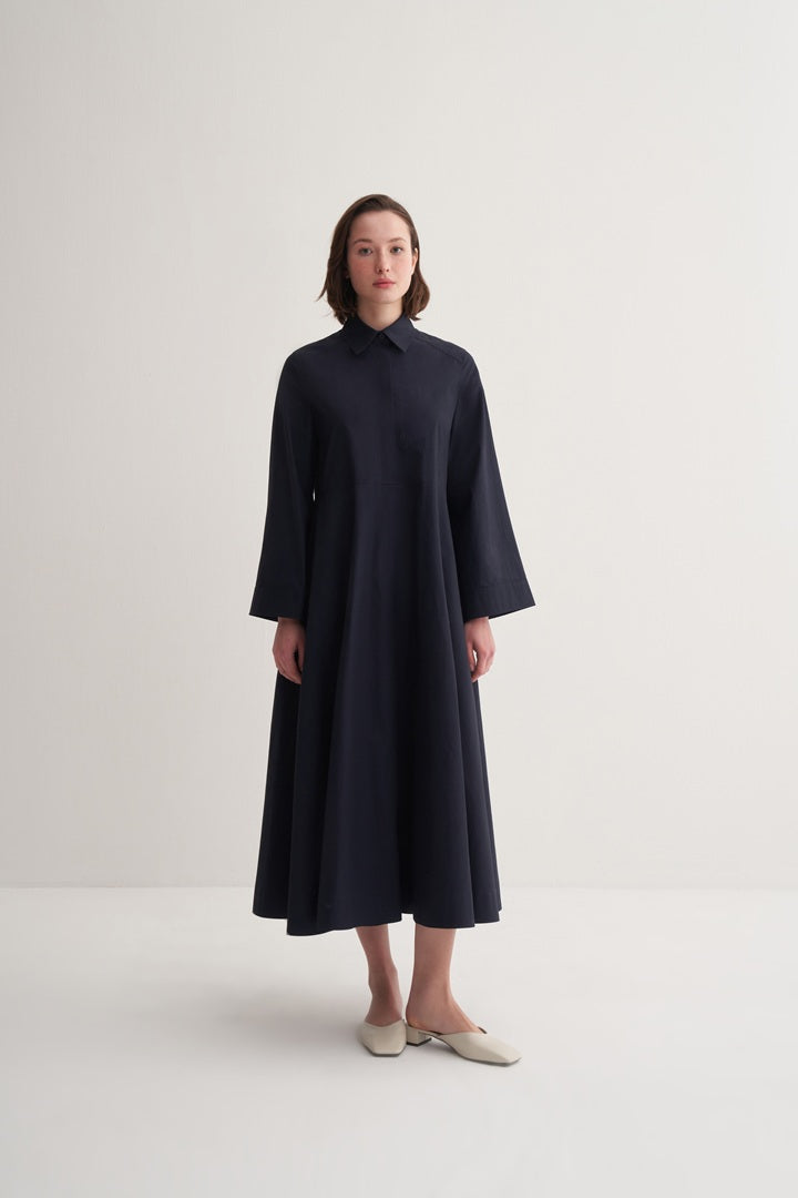 Kk Design Coton Shirt Dress Navy Blue