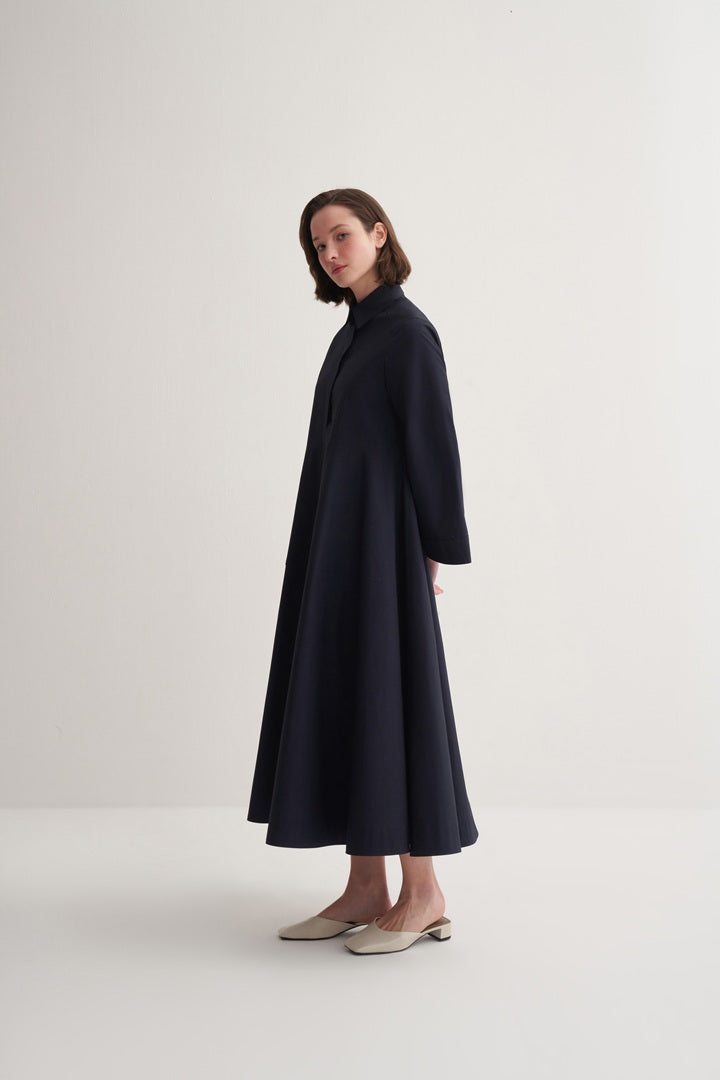 Kk Design Coton Shirt Dress Navy Blue