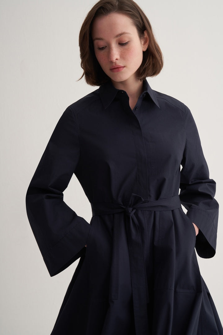 Kk Design Coton Shirt Dress Navy Blue