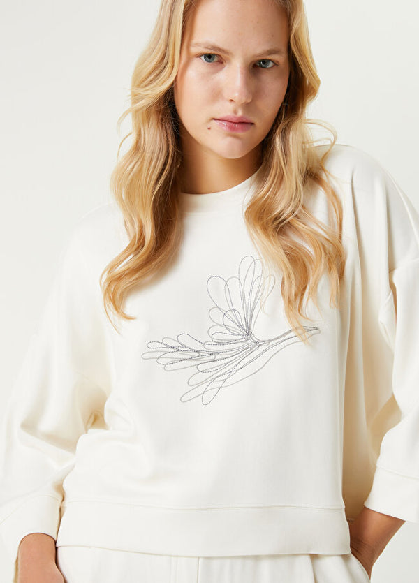 Beymen Club Chain Bird Detailed Sweatshirt Off White