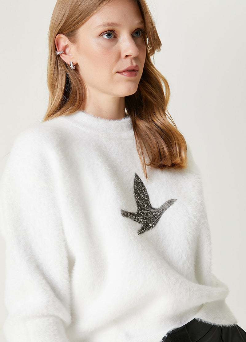 Beymen Club Embellished Logo Sweater Off White