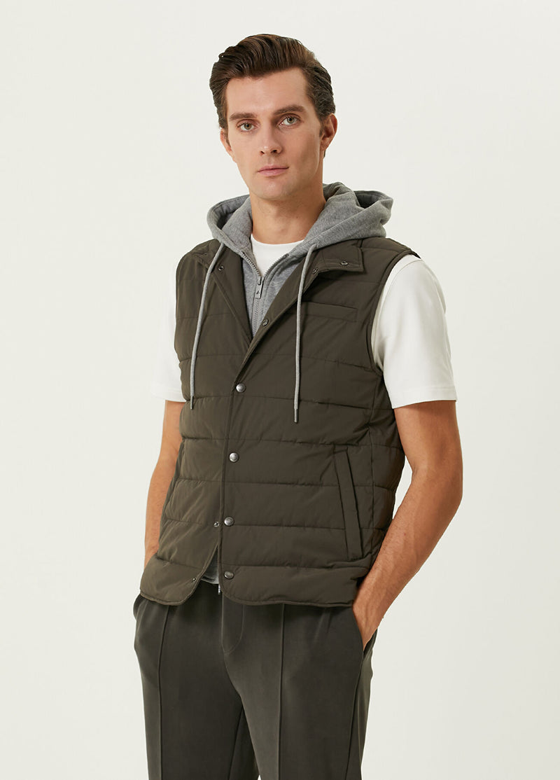 Beymen Club Men Dark Hooded Vest Khaki