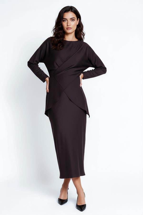 Setre Full-Cut Midi Length Skirt Burgundy