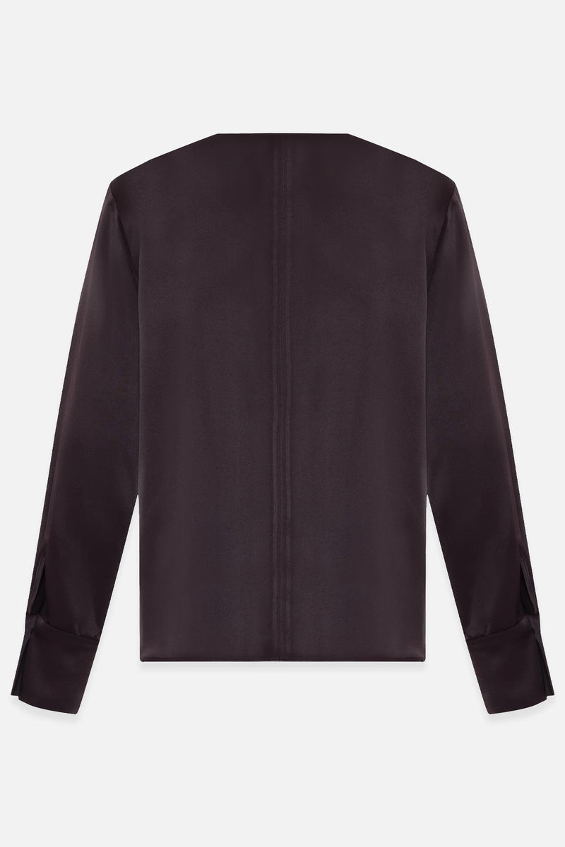 Setre Collar Accessory Detailed Relaxed Cut Blouse Chocolate Brown
