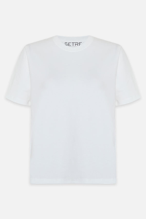 Setre Cotton Crew Neck Short Sleeve T-Shirt Ecru