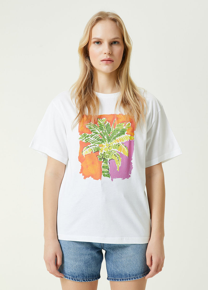 Beymen Club Palm Tree Printed T-Shirt Off White