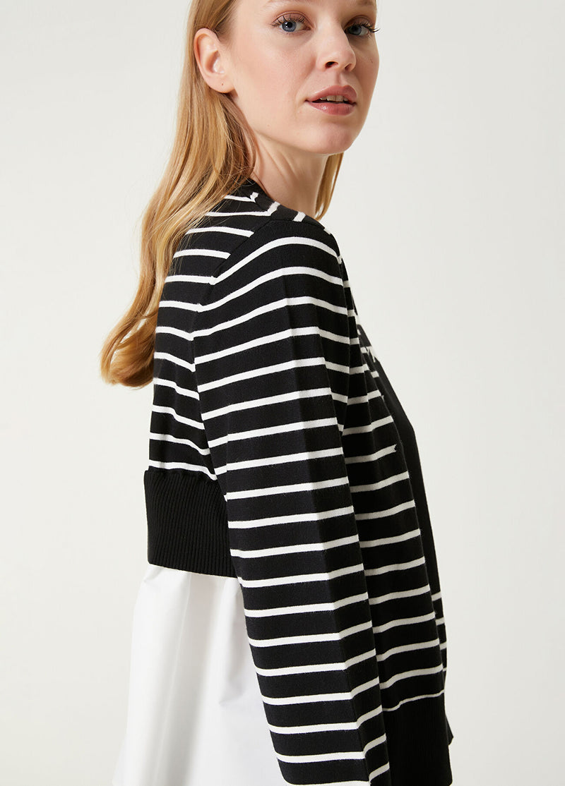 Beymen Club Striped Garnished Sweater Black