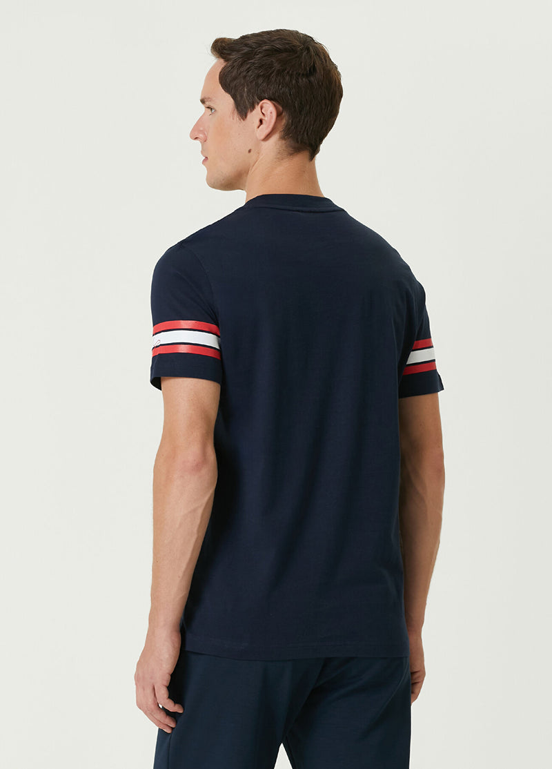 Beymen Club Men Stripe Printed Logo T-Shirt Navy