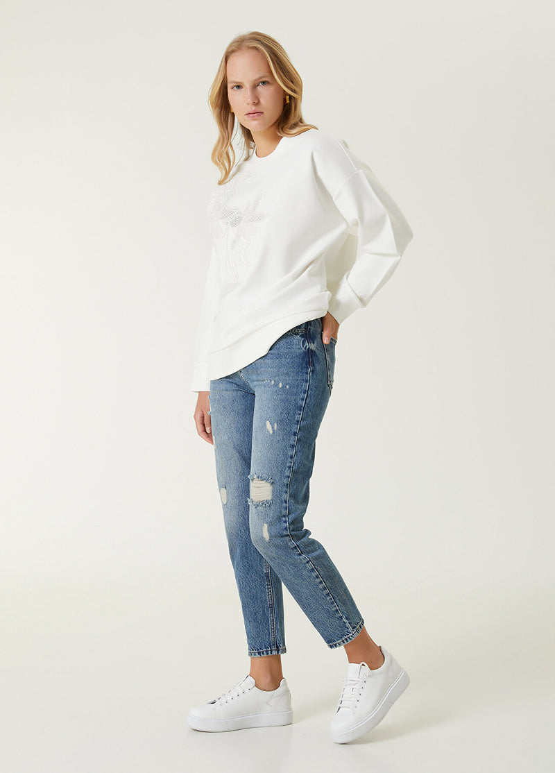 Beymen Club Lily Embroidered Sweatshirt Off White