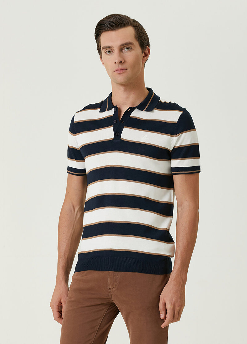 Beymen Club Colorblocked Detailed Short Sleeve Knitwear Navy