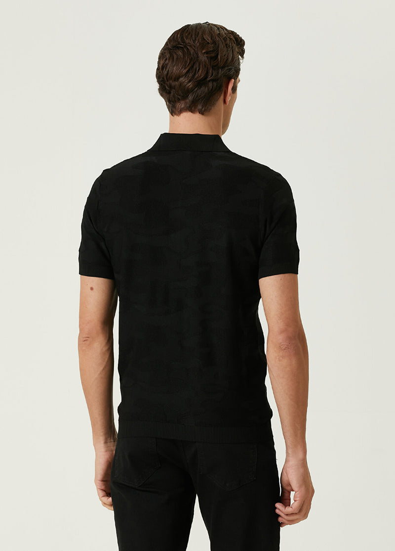 Beymen Club Polo Neck Textured Short Sleeve Knitwear Black