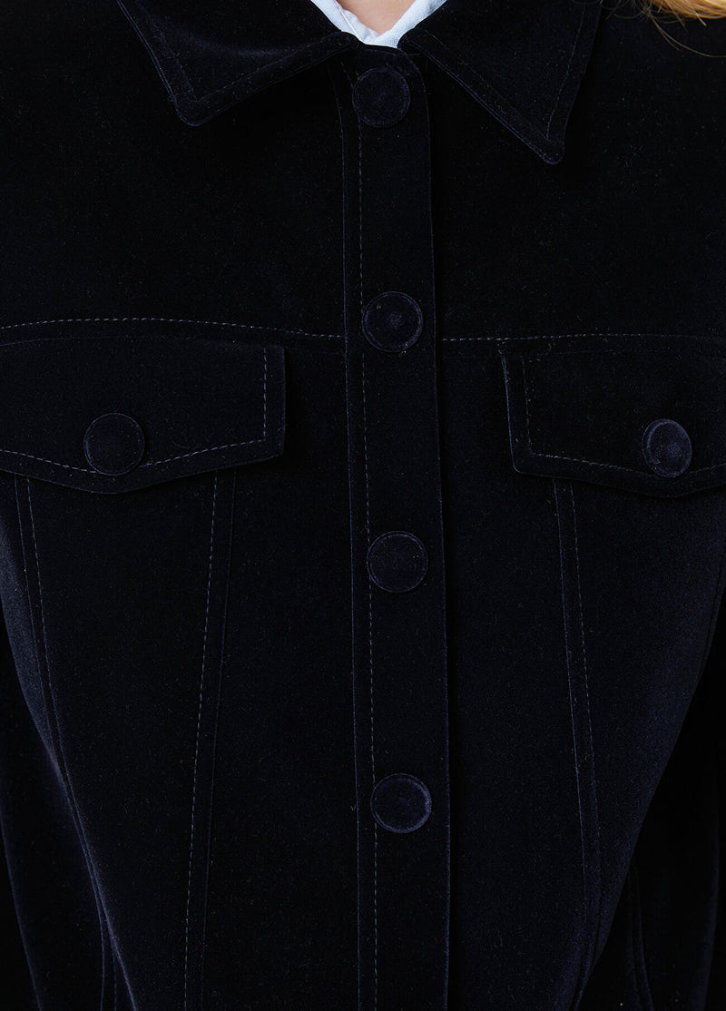 Beymen Club Velvet Trucker Jacket Navy