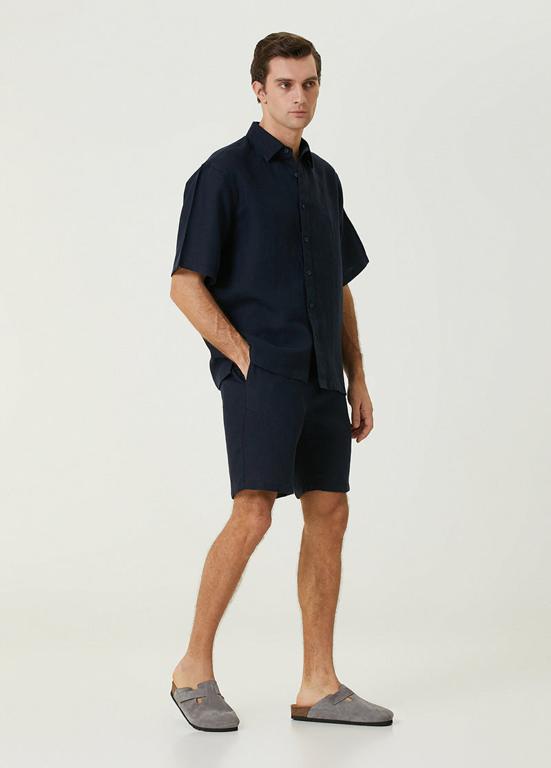 Beymen Club Men Waist Cord Linen Shorts Navy