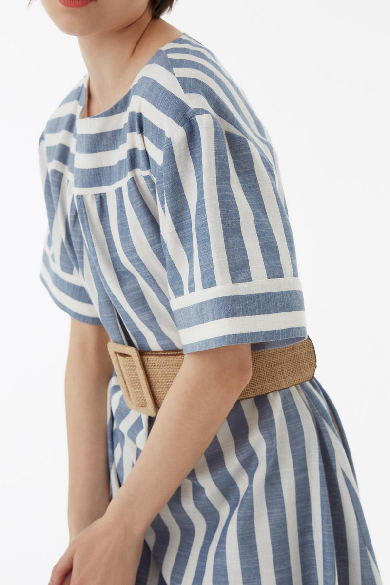 Exquise Dress Stripe S/Sl Print - Wardrobe Fashion