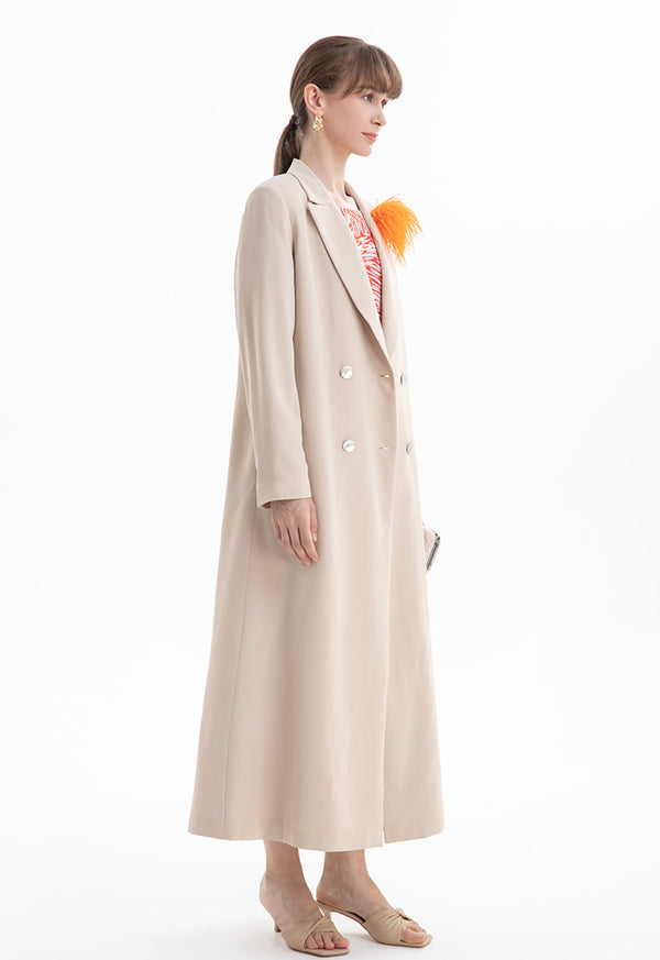 Choice Belted Long Outerwear Beige