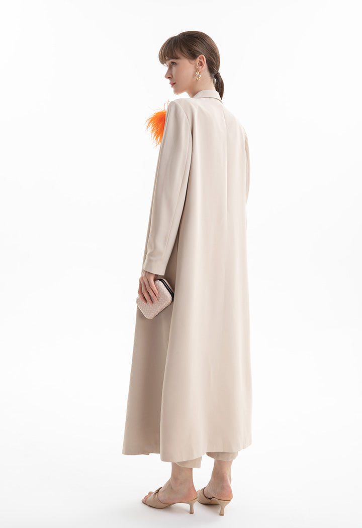 Choice Belted Long Outerwear Beige