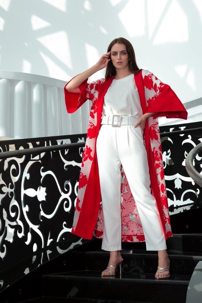Choice Floral Burnout Kimono
 Red