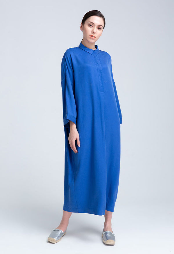 Choice Drop Shoulder Jersey Long Dress Cobalt