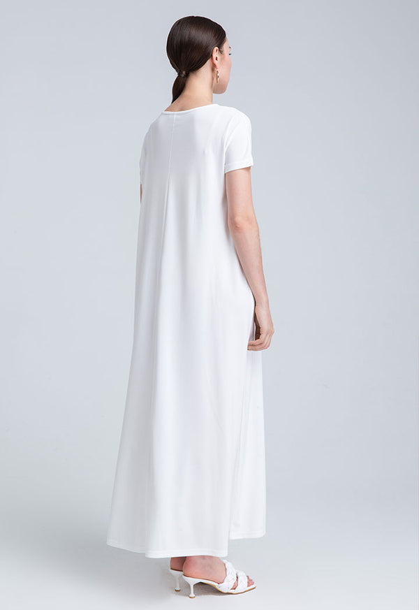 Choice Short Sleeve Maxi Dress Off White