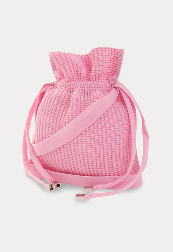 Choice Textured Drawstring Pouch Bag Pink - Wardrobe Fashion