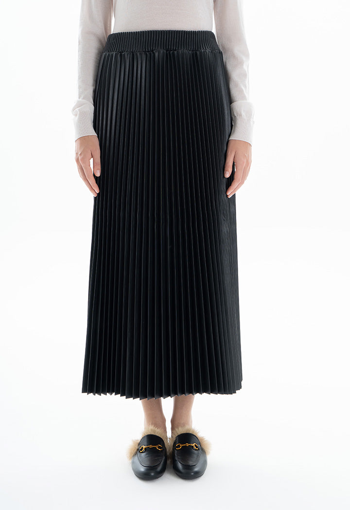 Choice Pleated Midi Skirt Black