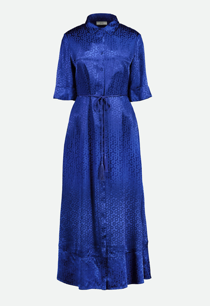 Choice Jacquard Shirt Dress Cobalt - Wardrobe Fashion