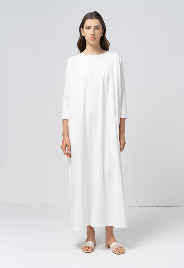 Choice Basic Solid Jersey Dress Offwhite