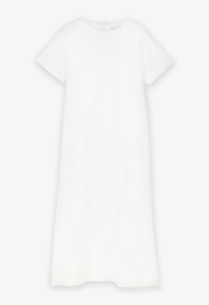 Choice Solid Continuous Short Sleeves Maxi Dress Offwhite