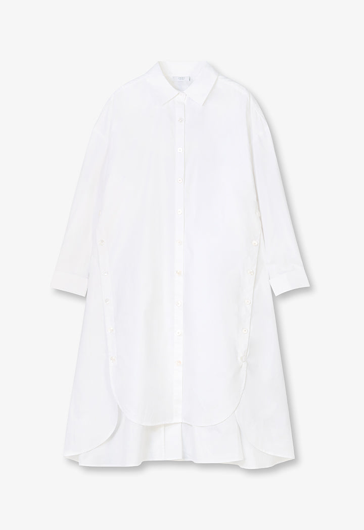 Choice Solid Midi Shirt Dress Offwhite