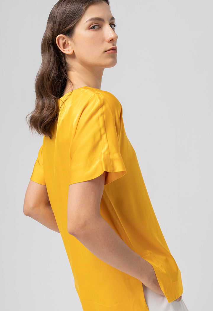 Choice Oversized Short Sleeves Solid T-Shirt Yellow