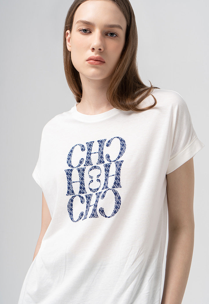 Choice Solid Short Sleeves Top  Off White