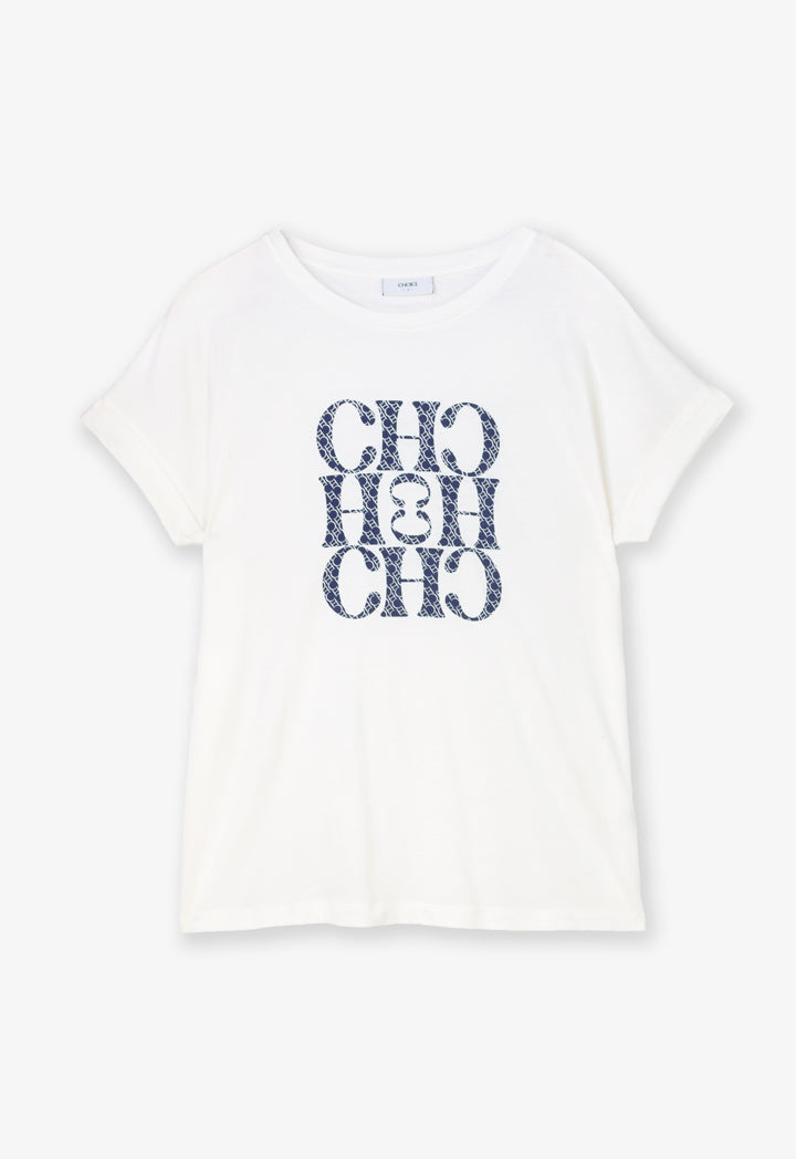 Choice Solid Short Sleeves Top  Off White