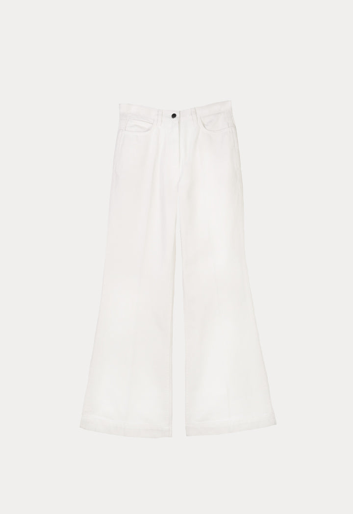 Choice Folded Hem Soild Denim Jeans Off White