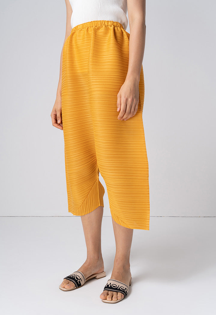 Choice Pleated Culottes Trousers Mustard