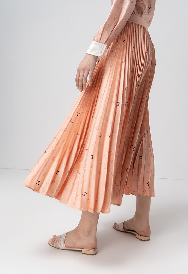 Choice Printed Pleated Long Accordion Skirt Print