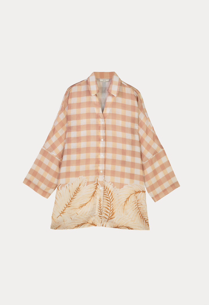 Choice All Over Check Printed Shirt Beige-Print