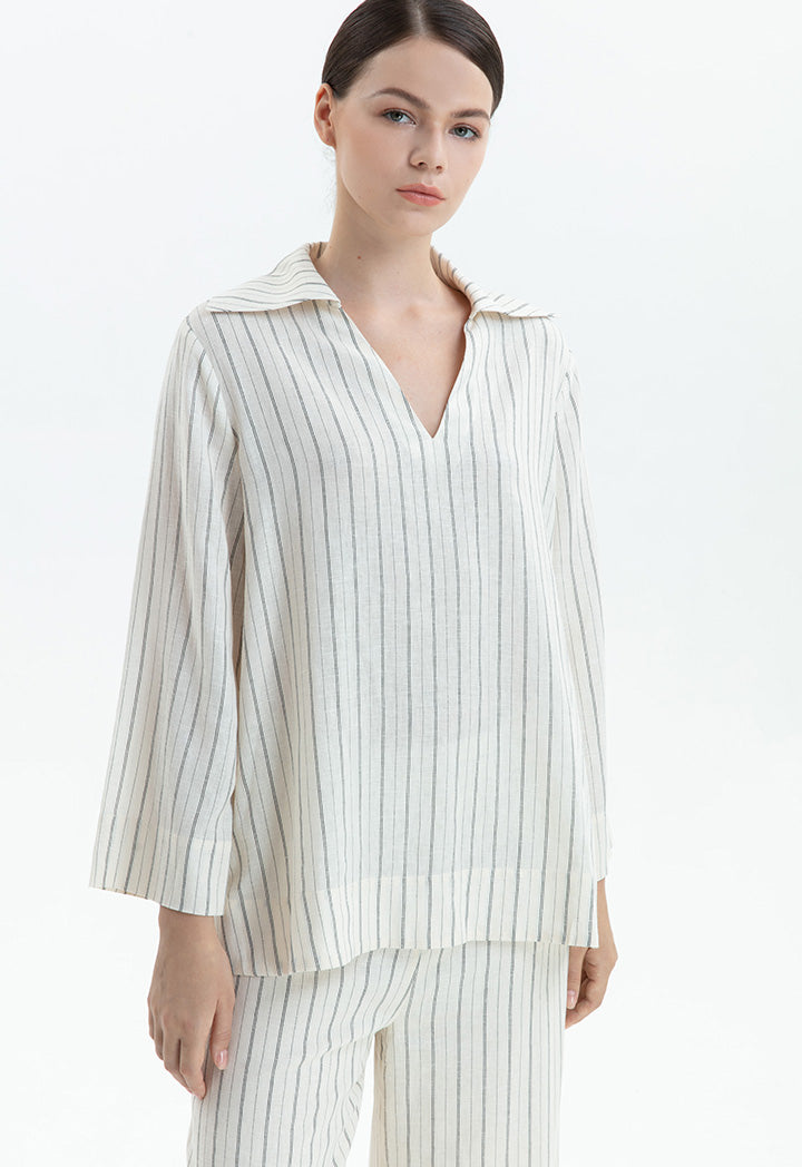 Choice Striped Pattern Shirt Creame / Black