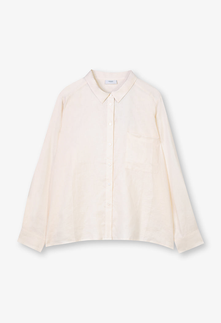 Choice Single Tone Long Sleeves Shirt Cream