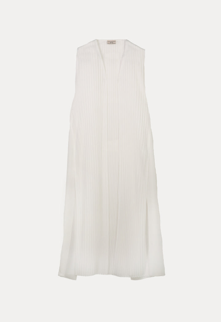 Choice Pleated Sleeveless Outerwear Off White