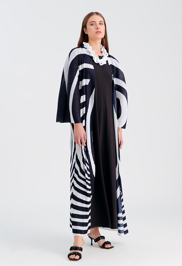 Choice Swirl Printed Long Kimono Black/Cream