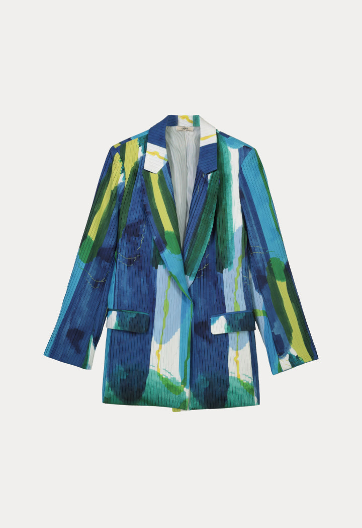 Choice All-Over Printed Pleated Blazer Multicolor