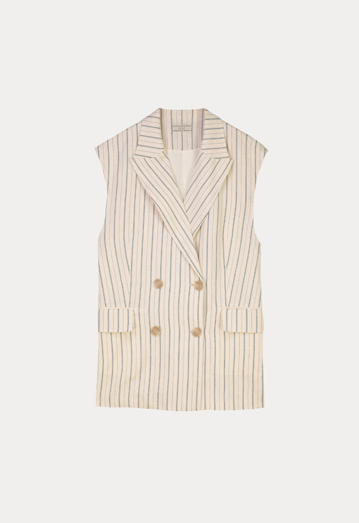 Choice Striped Pattern Vest Creame / Black