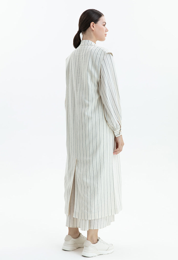 Choice Striped Pattern Outerwear Creame / Black