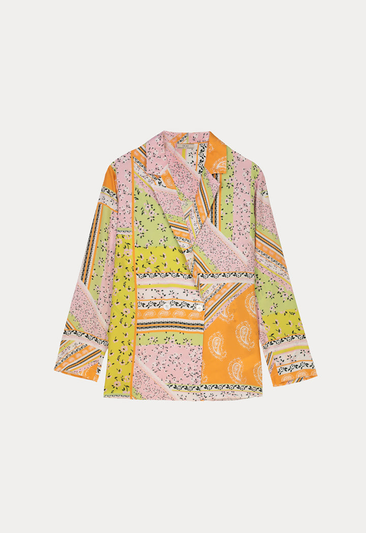 Choice Disty Printed Overlap Jacket Multi Color