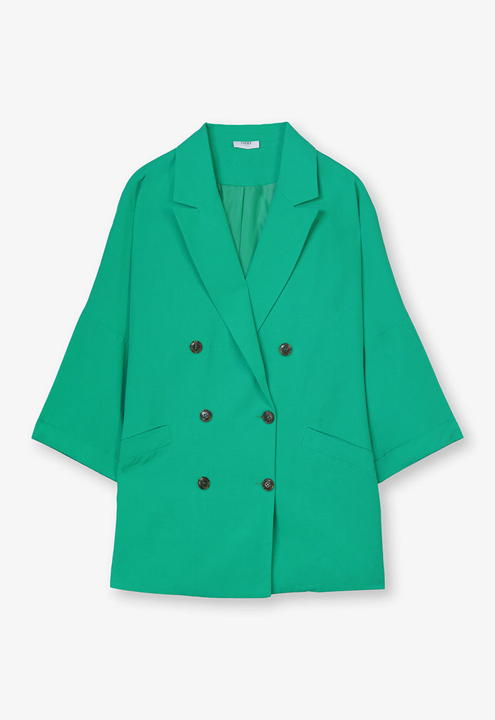 Choice Solid Double Breasted Jacket Green