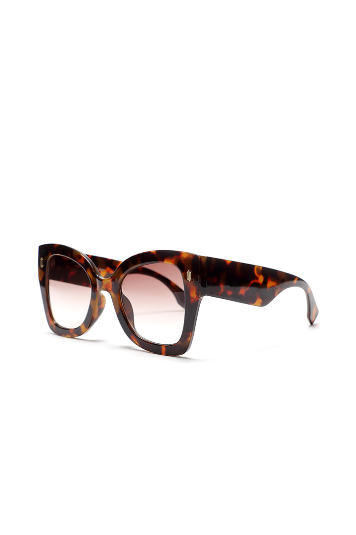 Choice Oversized Tinted Frame Wide Temple Sunglasses Leopard